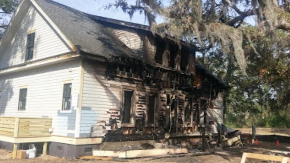 This Lady’s Island home under construction on Meridian Road was only a couple of weeks from being complete when the entire front of the house caught fire early Tuesday morning.
