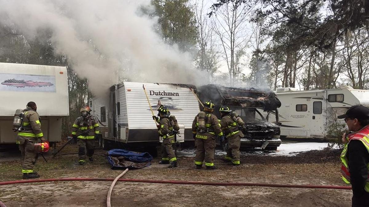 Lady’s Island - St. Helena Island Fire District firefighters put out an RV fire that was spreading quickly toward neighboring RVs on Sunday afternoon.