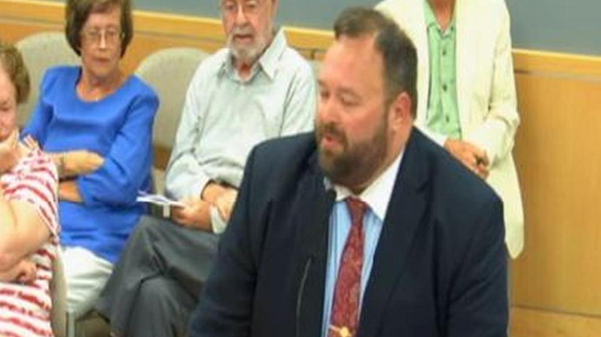 Beaufort County deputy administrator Josh Gruber addresses Marco Island city leaders Wednesday evening. After a fiesty, three-hour debate, members of the island’s city council voted in a split decision not to extend Gruber an offer to serve as city manager.