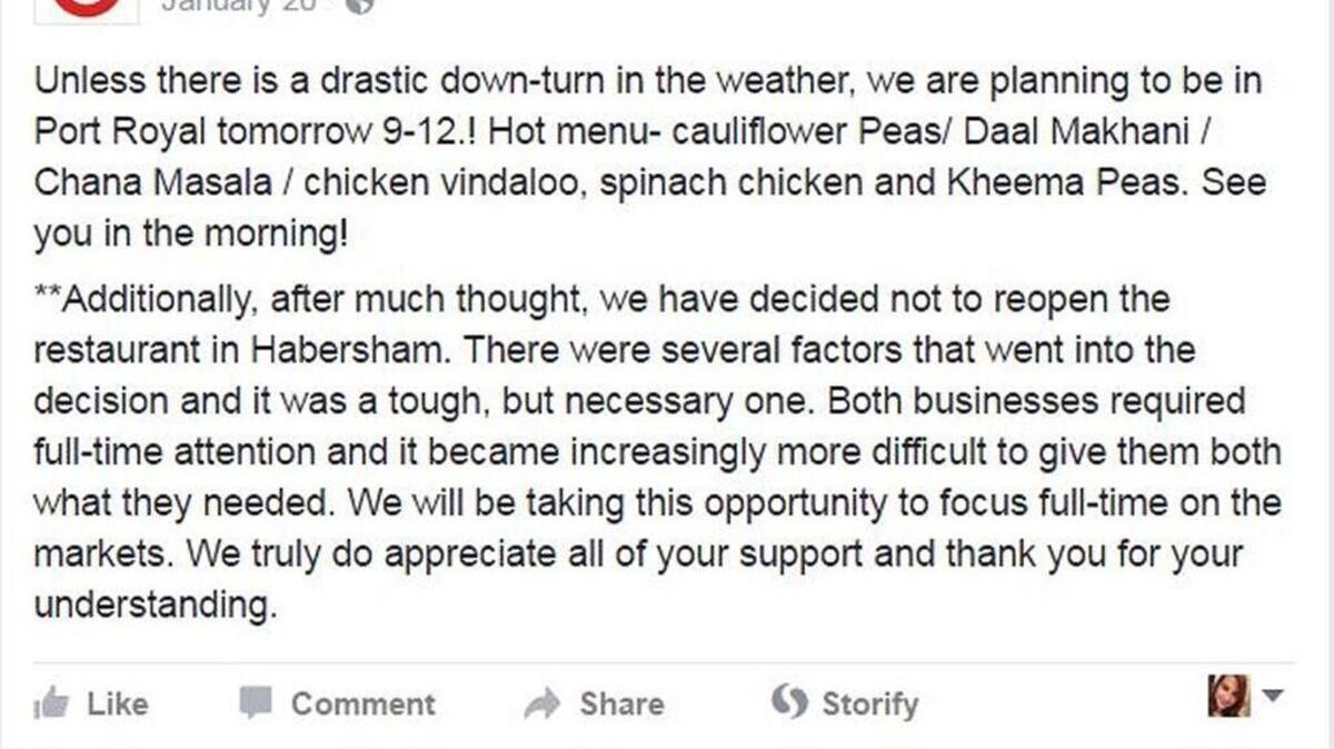 Vindaloo Junction, a British-Indian cuisine restaurant in Beaufort, posted on Facebook that the business would not reopen after closing for two weeks in January.