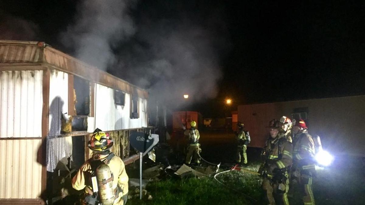 The resident was home but not injured in the “rapidly spreading fire” at The Bay Mobile Home Park around 11:30 p.m. Saturday.