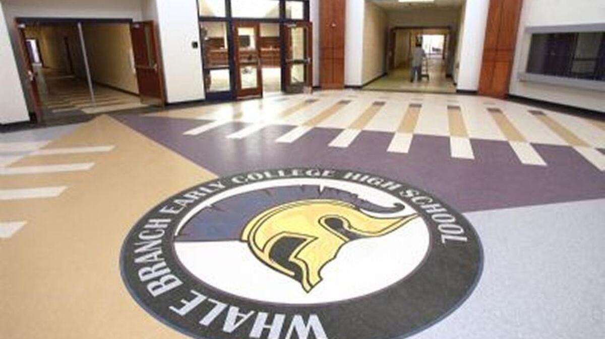 The atrium of the main entrance of Whale Branch Early College High School