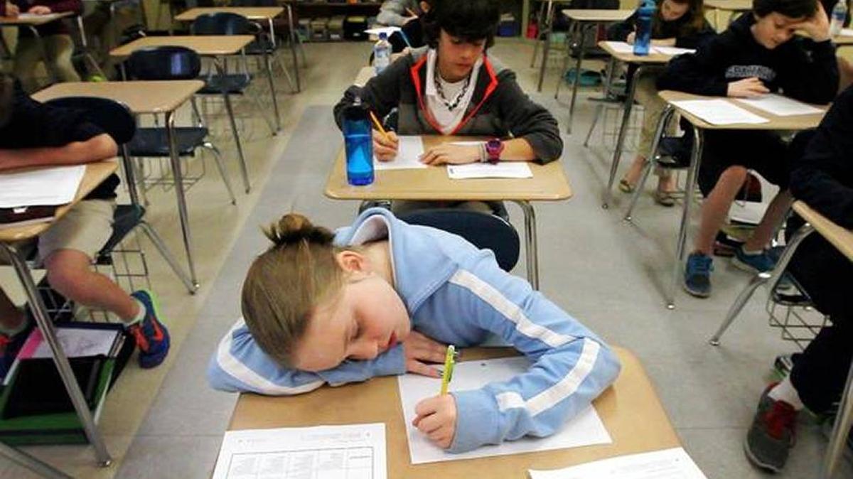 Hilton Head Island Middle School students work on a PASS test in March 2014.