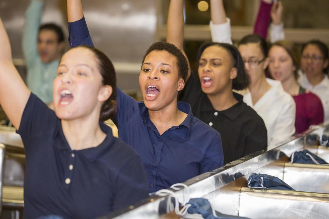The newest recruits of Papa Company, 4th Recruit Training Battalion, respond to orders Feb. 1, 2016, on Parris Island, S.C. Recruits learn from the moment they step on the yellow footprints they are expected to move with speed and intensity and to respond to all commands loudly and confidently. Papa Company is scheduled to graduate April 29, 2016. Parris Island has been the site of Marine Corps recruit training since Nov. 1, 1915.