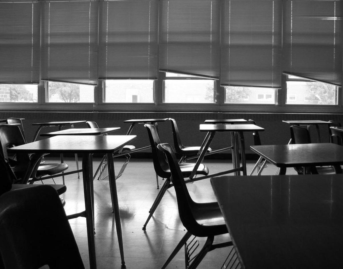 This file photo shows an empty classroom.