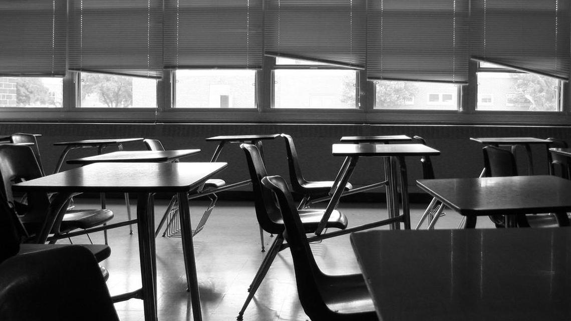 This file photo shows an empty classroom.