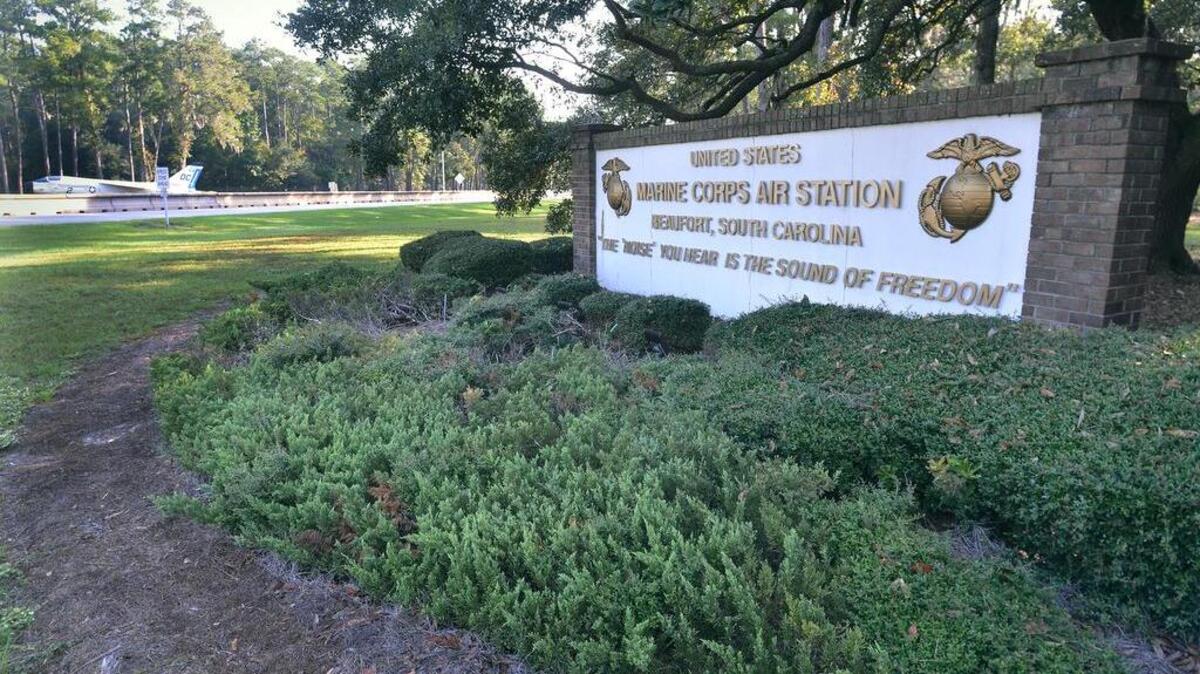 The main entrance to Marine Corps Air Station Beaufort is photographed on Sept. 21, 2017.