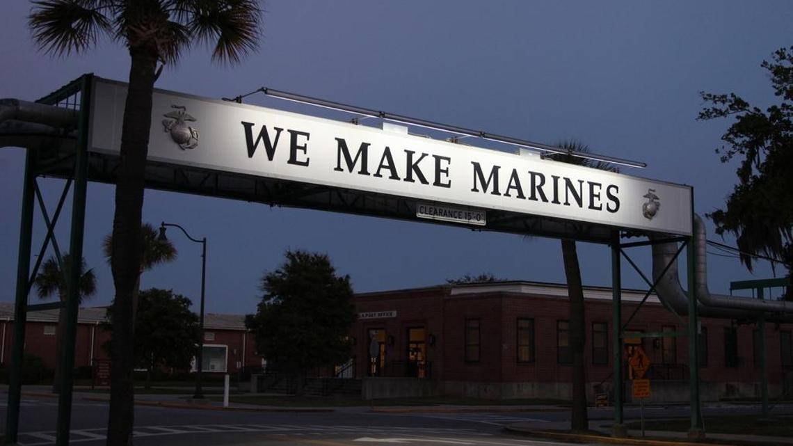The iconic “We Make Marines” sign at Marine Corps Recruit Depot Parris Island, in Beaufort County, S.C.