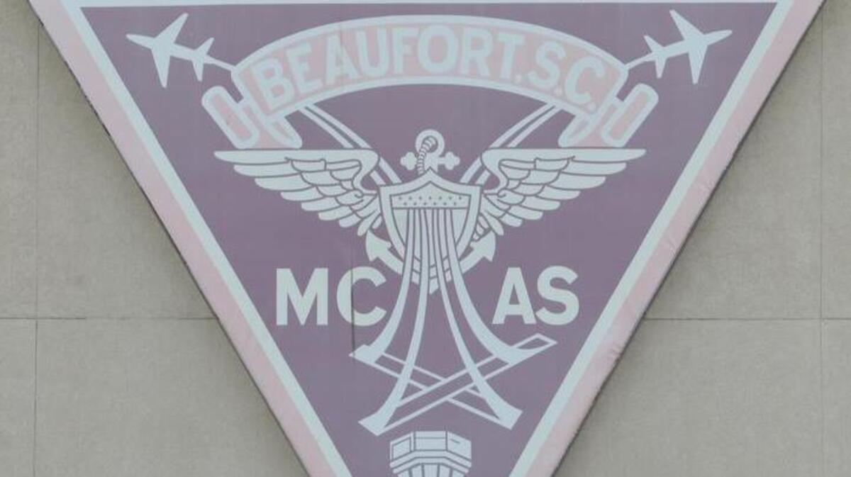 The main gate at the Marine Corps Air Station Beaufort is temporarily closed for construction.