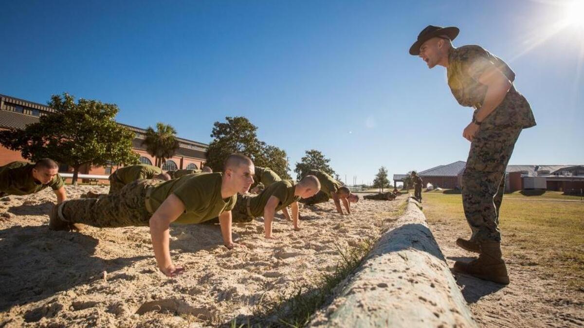 Recruits of Charlie Company, 1st Recruit Training Battalion, exercise during incentive training Oct. 31, 2017, at Marine Corps Recruit Depot Parris Island, S.C.