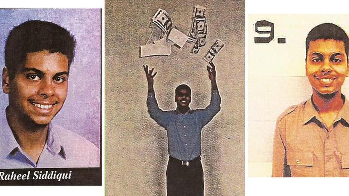 Left: The high school senior photo of Raheel Siddiqui who graduated from Truman S High School in Taylor, Michigan in 2014. Center: A photo of Raheel Siddiqui celebrating his win in a mock election in which he was voted "Most Likely to Become a Millionaire." Right: A photo of Raheel Siddiqui for being in the "Top 10 for Student Academic Performance" with a grade point average of 4.07 from the 2014 Truman High School yearbook. Siddiqui died during recruit training at Marine Corps Recruit Depot Parris Island on March 18, 2016.