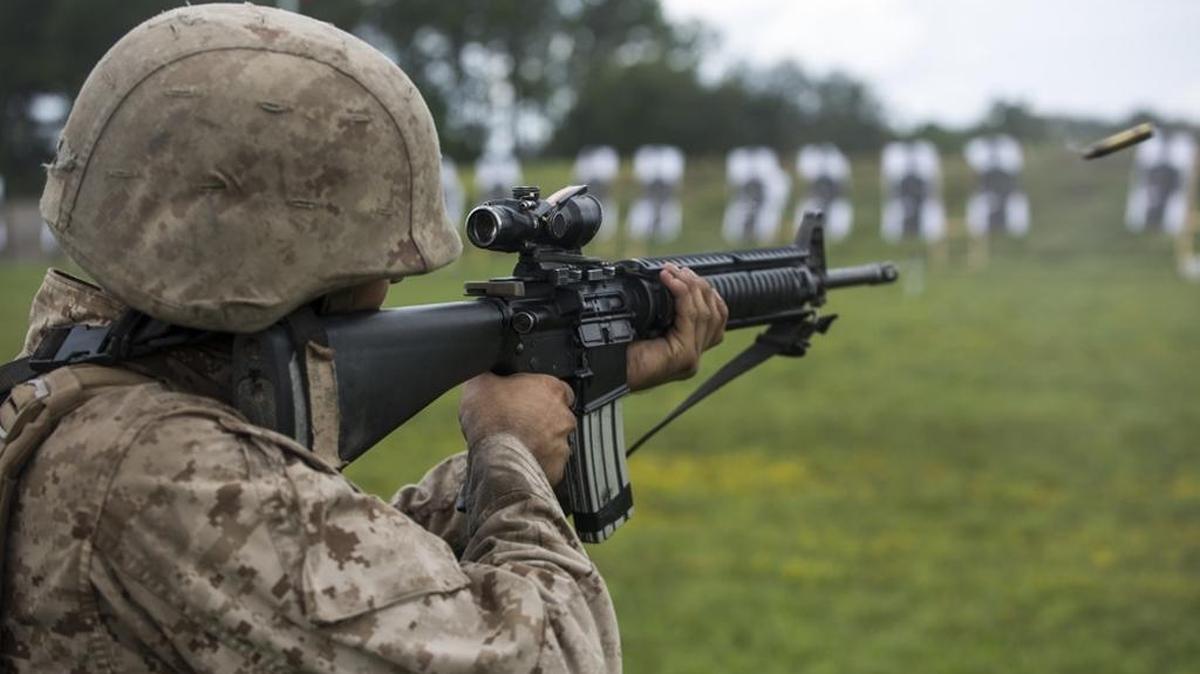 A U.S. Marine Corps recruit of Charlie Company, 1st Recruit Training Battalion, shoots during marksmanship training Aug. 30, 2017, on Parris Island, S.C.