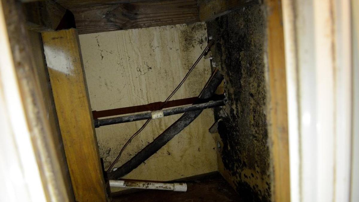 The inside of the air conditioning vent in Elizabeth Gale Fox's apartment is covered with mold as seen on Thursday, August 25, 2016, at the August on Southside apartments.