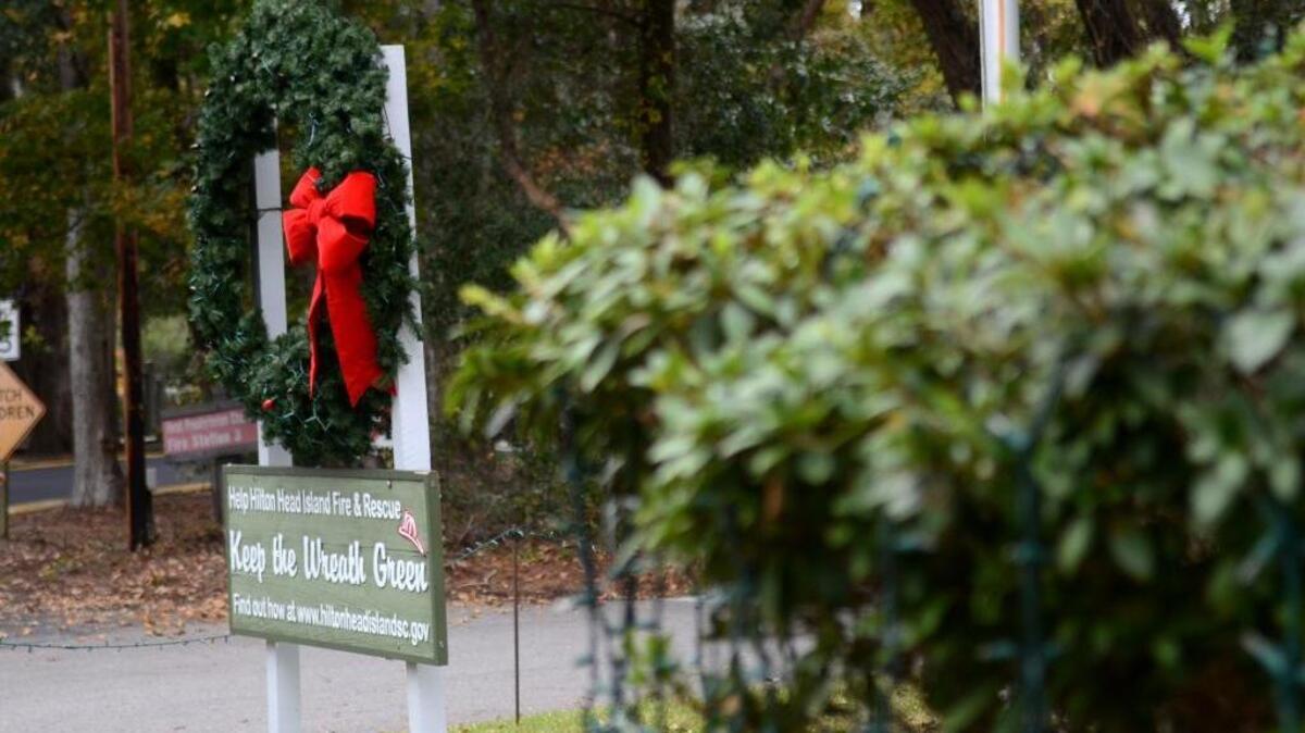 The Town of Hilton Head Island Fire Rescue 'Keep The Wreath Green' wreath as seen outside of Station 3 on Hilton Head on Friday morning. The program began in 2009 as a way to remind the public that preventable fires happen more often than you may think.
