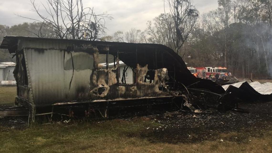 This Seaside Road mobile home on St. Helena Island was lost to fire Saturday afternoon.