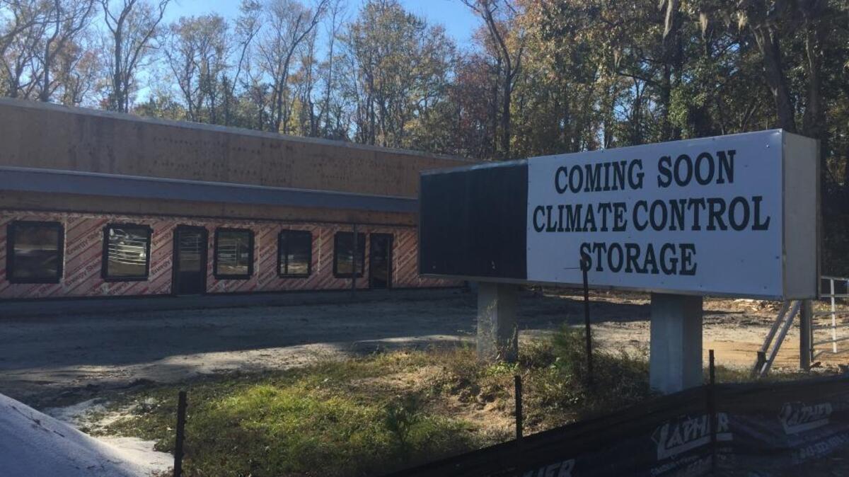A sign for a new climate-controlled storage unit facility has appeared on Savannah Highway in Beaufort.