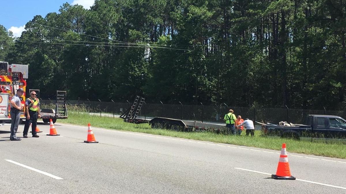A car and a pickup collided at the intersection of Trask Parkway and Poppy Hill Road shortly after 10 a.m. Thursday, sending two people to Beaufort Memorial Hospital.