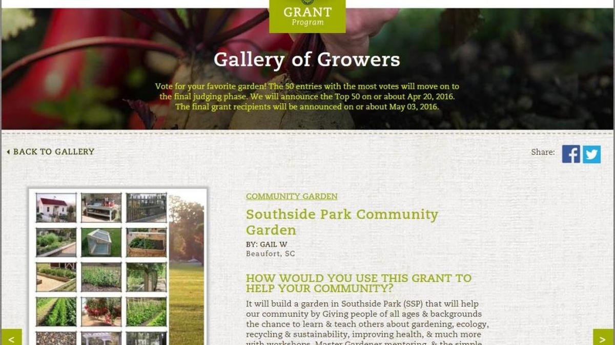 Beaufort’s Southside Park is up for a grant to build a community garden. Voting is open through April 18.