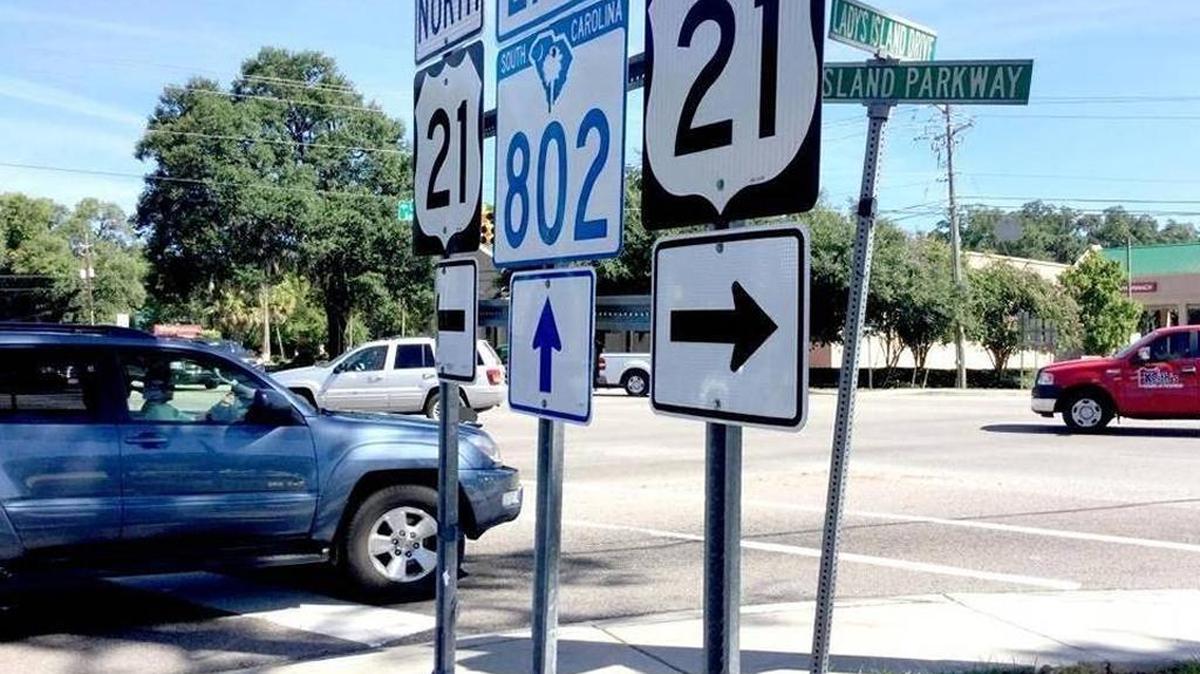The intersection of Lady’s Island Drive, Sams Point Road and Sea Island Parkway is a key area of a recent Lady’s Island traffic study. Beaufort officials will present the results of the traffic study during a meeting Friday.