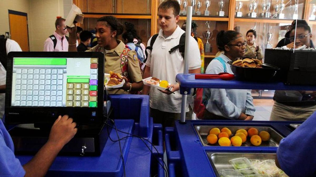 Students buying school lunch at Hilton Head Island High School