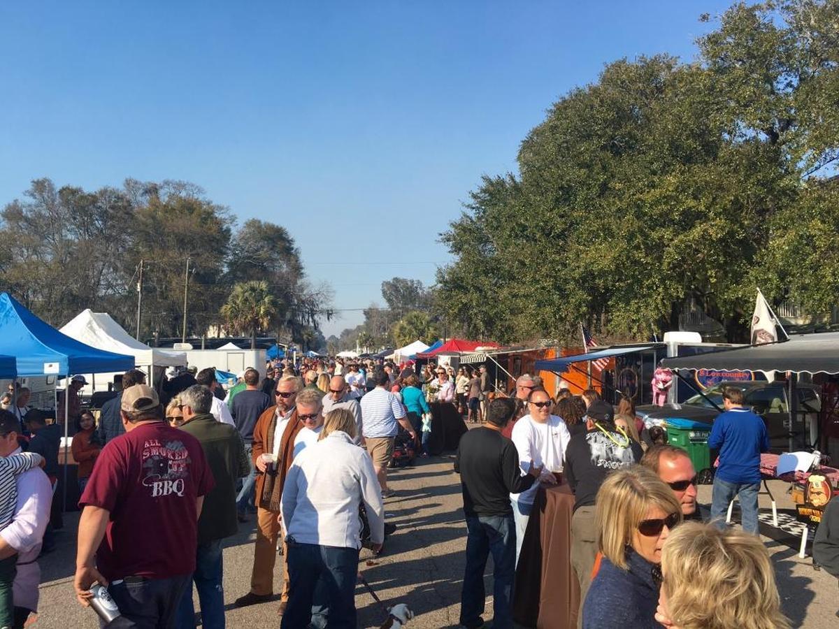 Crowds pack the streets in Beaufort County for the Bands, Brews, and BBQ festival in 2016.
