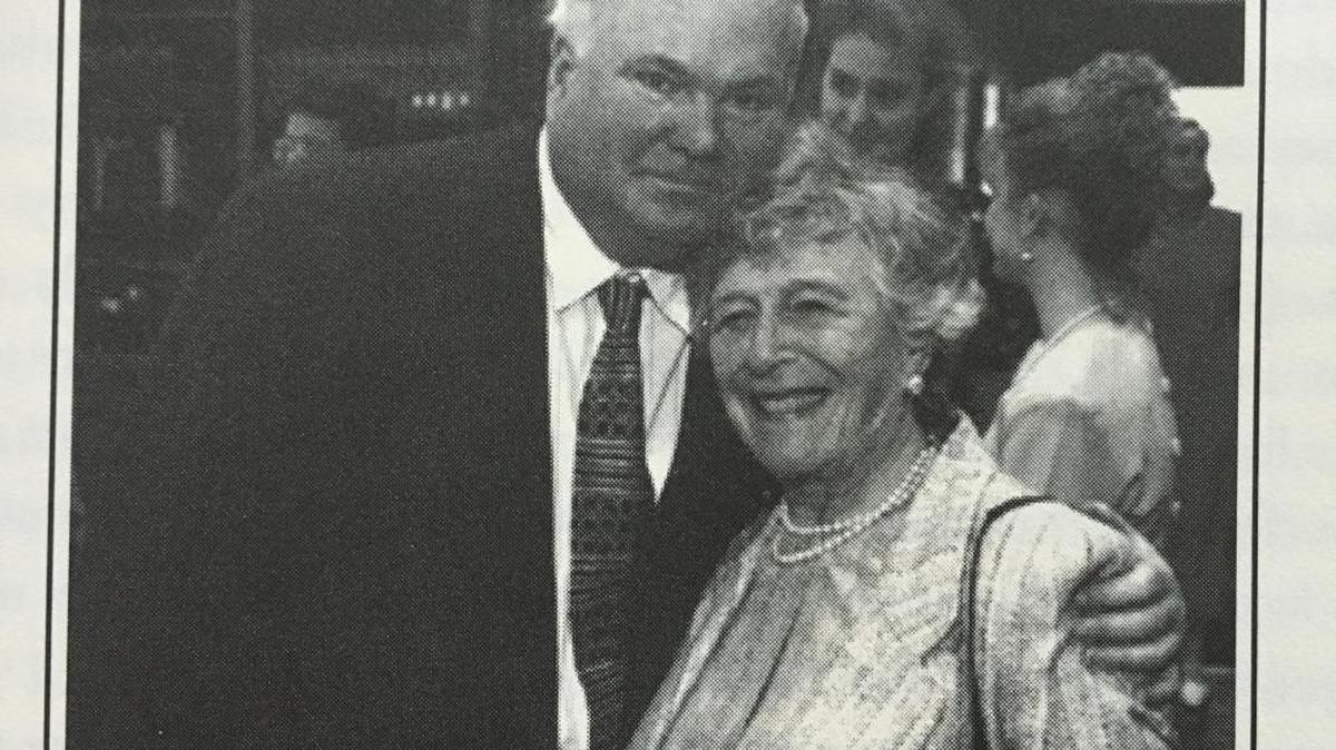 Pat Conroy and Harriet Keyserling are shown in a 1997 photo from “Against the Tide: One Woman’s Political Struggle” by Keyserling.