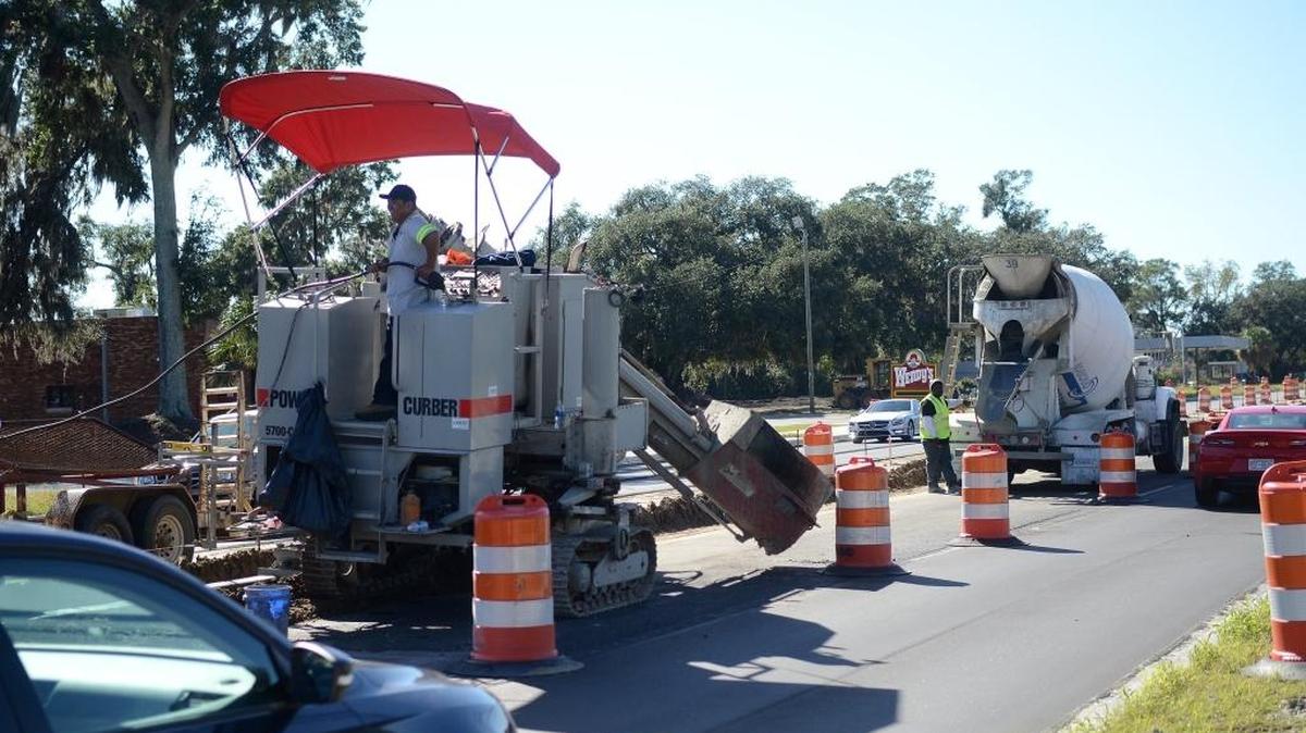 In this file photo contractors work on the median in front of the Holiday Inn Hotel & Suites Beaufort on Boundary Street in Beaufort.