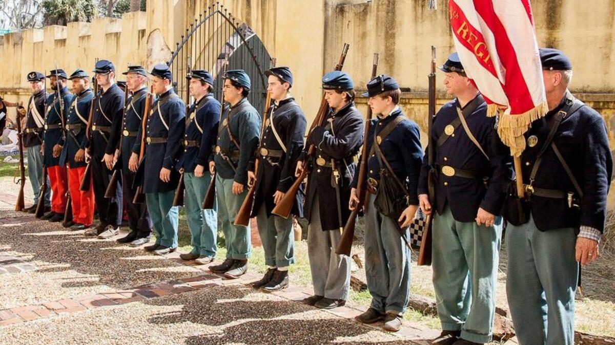 Civil War reenactors stand in the courtyard of the Arsenal in Beaufort last year while portraying a Union encampment after the Battle of Port Royal Sound. The even returns to Beaufort on March 4.