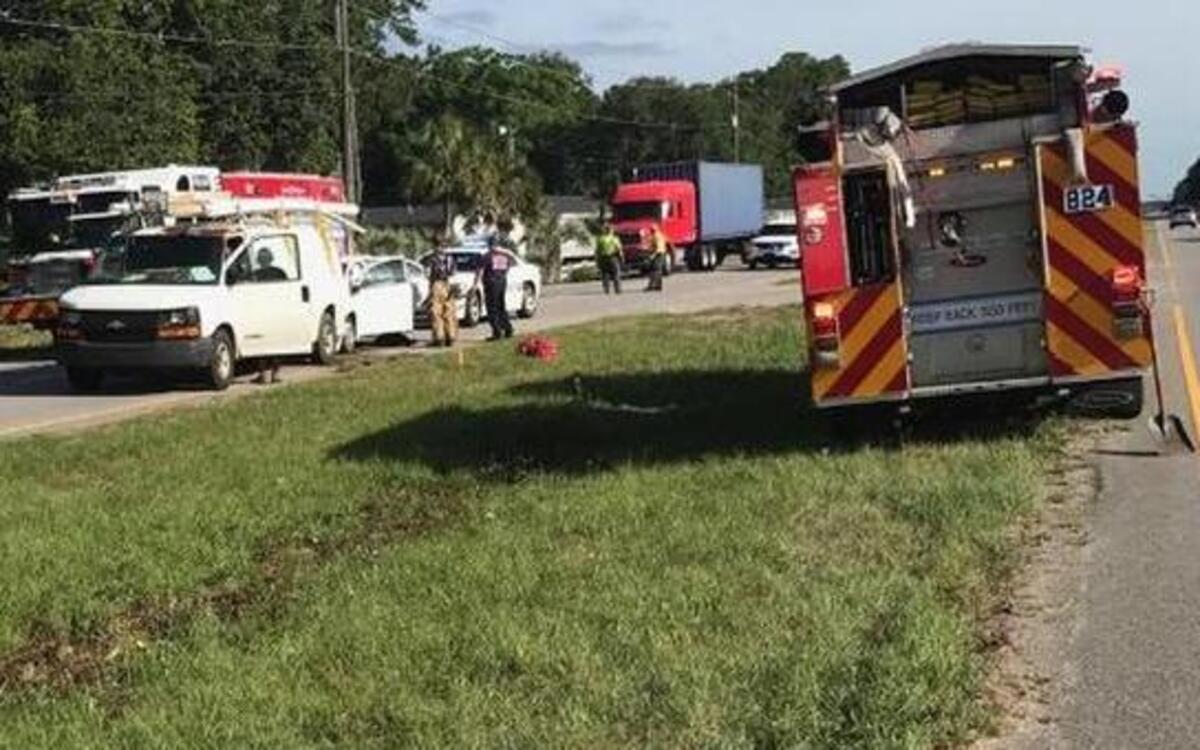 A woman was taken to the hospital around 8:30 a.m. on Friday after a two-vehicle crash on Trask Parkway near Poppy Hill Circle.