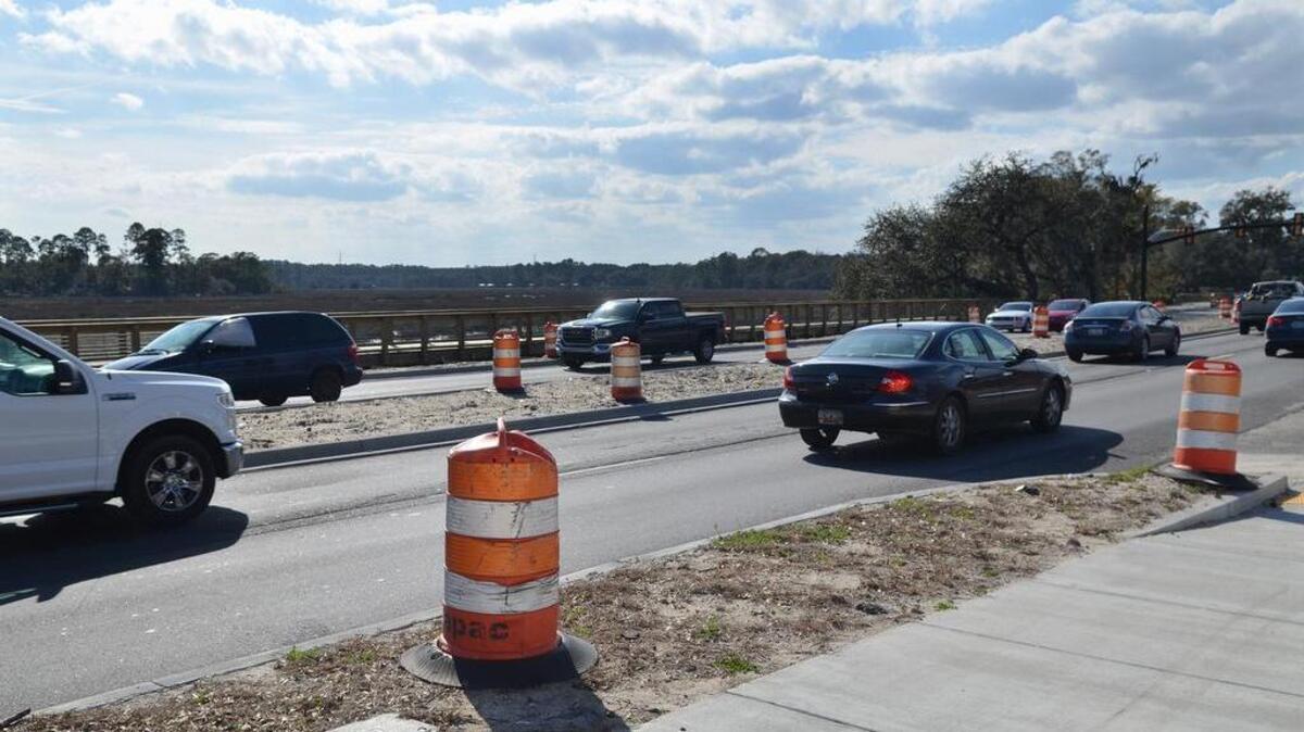 Beaufort’s Boundary Street project is about to move into a landscaping phase, in which medians and shoulders – such as those along this stretch next to the former Kmart – will be planted with live oaks and palmettos, some 150 trees in all.