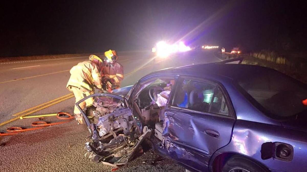 Burton firefighters used the jaws of life to rescue a driver trapped in a crash on Highway 170 Saturday morning.