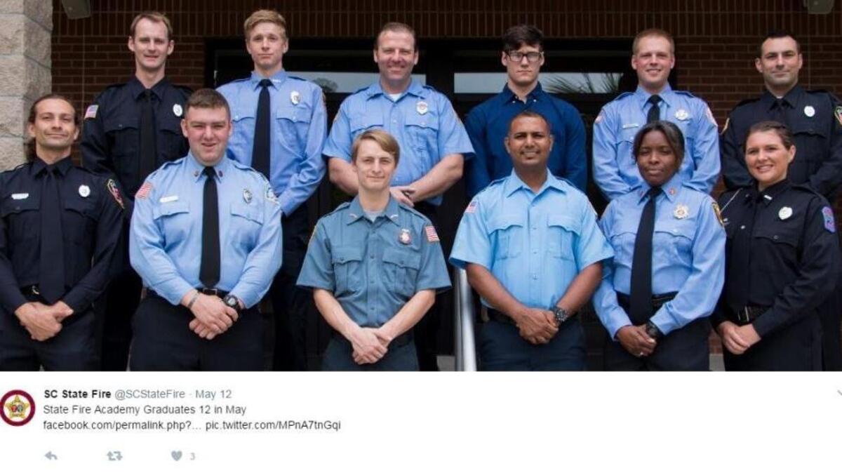 A photo of the State Fire Academy’s May graduates was posted on the SC State Fire Twitter account.