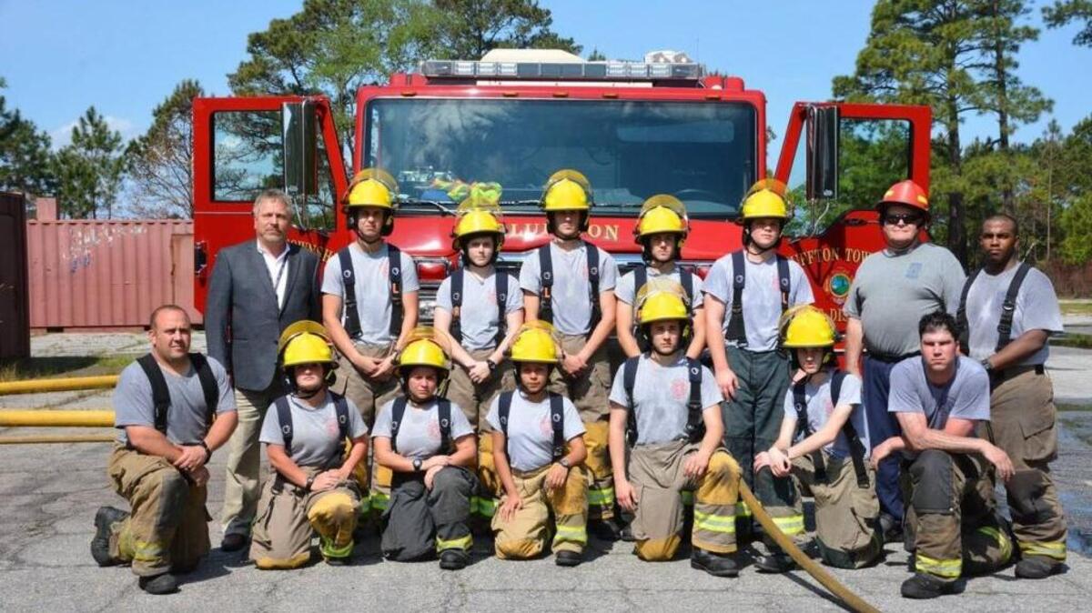 Students of the Bluffton High School CATE program and the Bluffton Township Fire District’s Explorer Post trained on Parris Island.