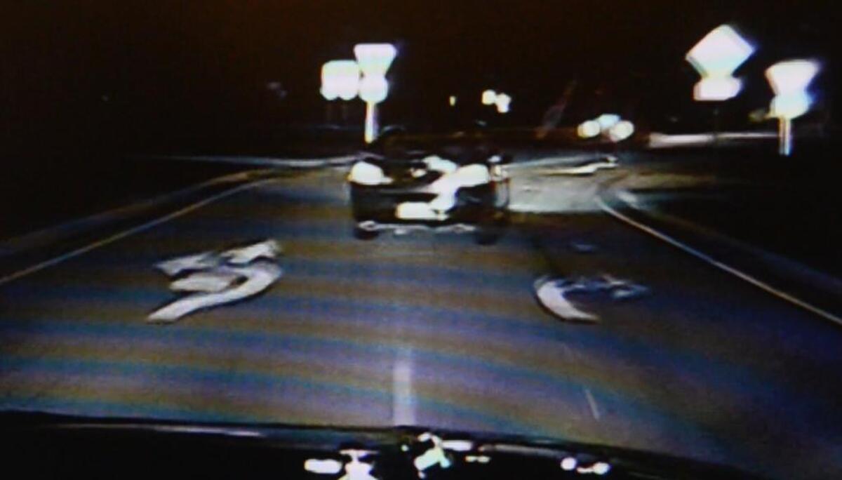 This photo from a dashboard video camera shows Bluffton, S.C., police chasing two suspect vehicles last year.