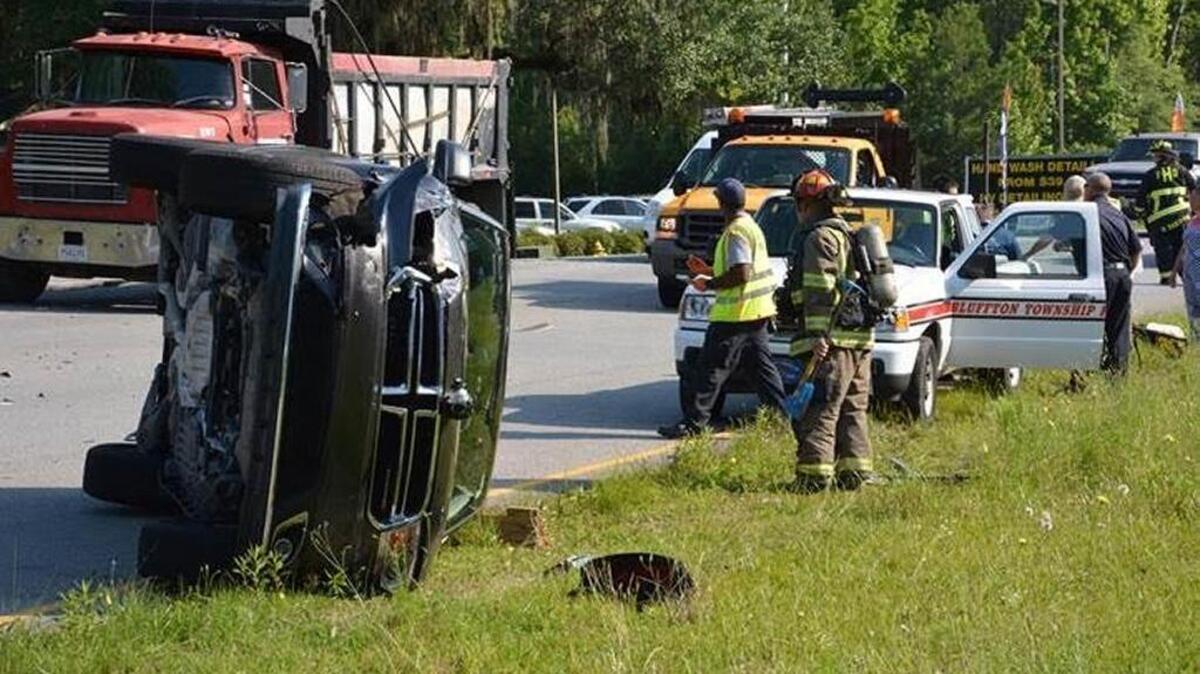 This two-vehicle accident on S.C. 170 at Cherry Point Road early Thursday sent one person to the hospital.