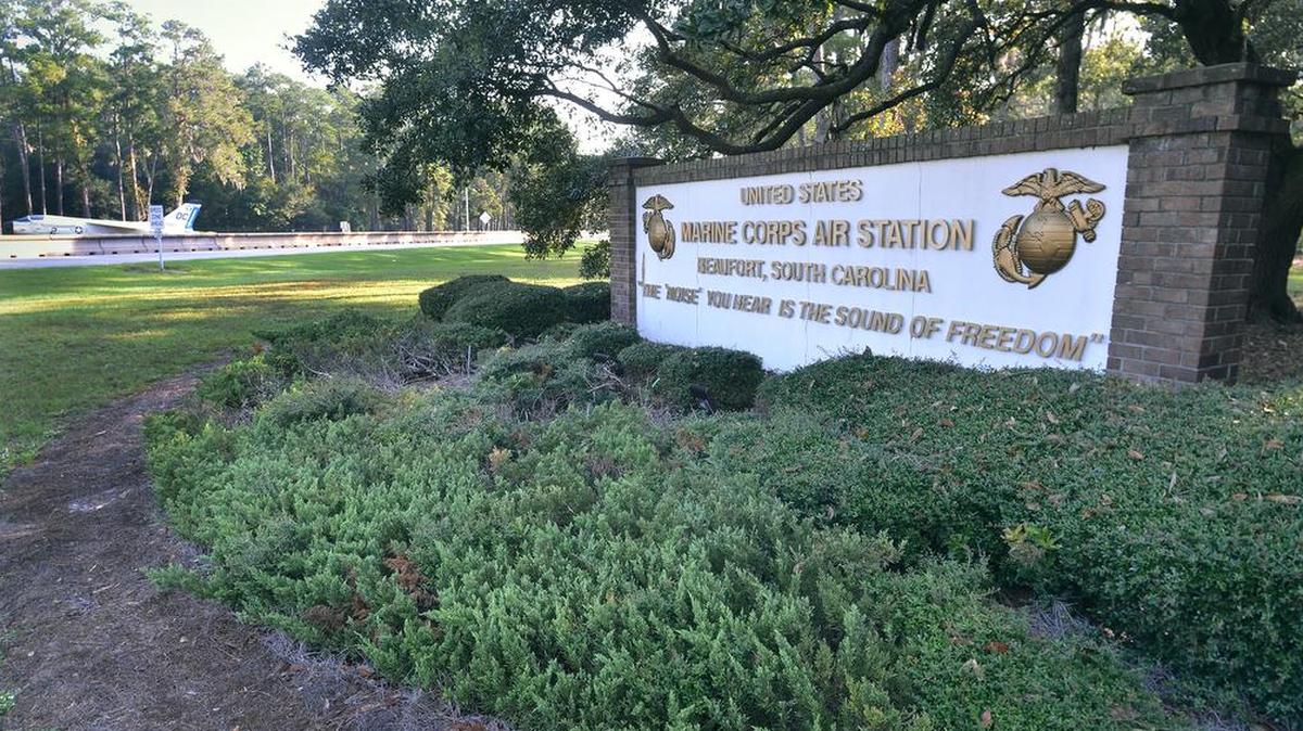 The main entrance to Marine Corps Air Station Beaufort.