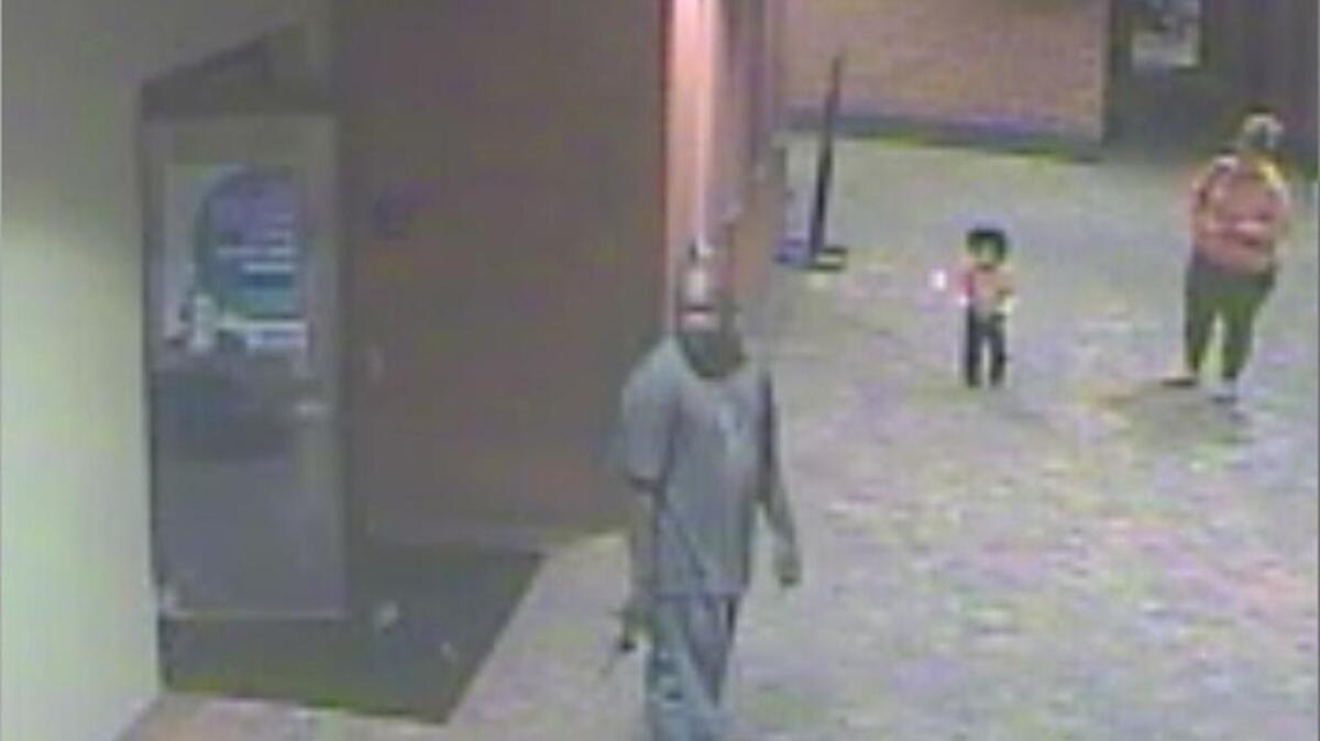 The Bluffton Police Department is looking for this man, who is suspected of punching through a glass door at Cinemark Bluffton on May 5, 2016.