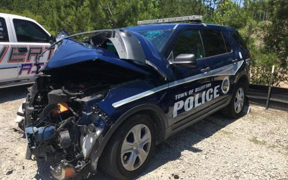 Bluffton Police Department’s Officer George Wetzel was involved in a crash on S.C. 170 while responding to the fatal wreck on Bluffton Parkway Monday night.