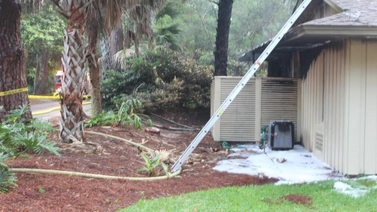 A fire damaged a home in Sea Pines early Monday morning