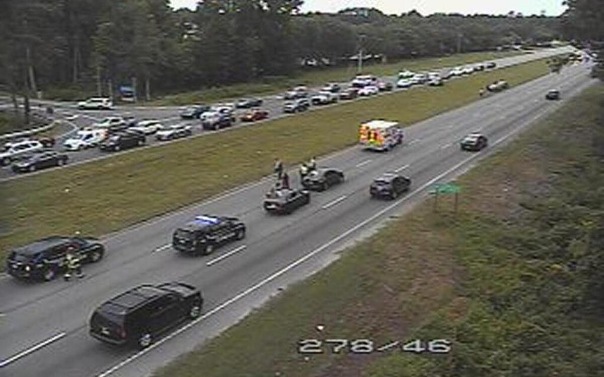 Traffic cameras show the scene of a crash on Hwy. 278 at Bluffton Road around 4:30 p.m. on Thursday.