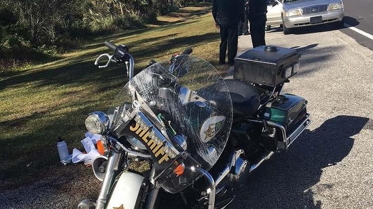 Flagler County, Fla., Deputy Bret Wood was injured when his motorcycle crashed while trying to stop a driver accused in a hit-and-run.