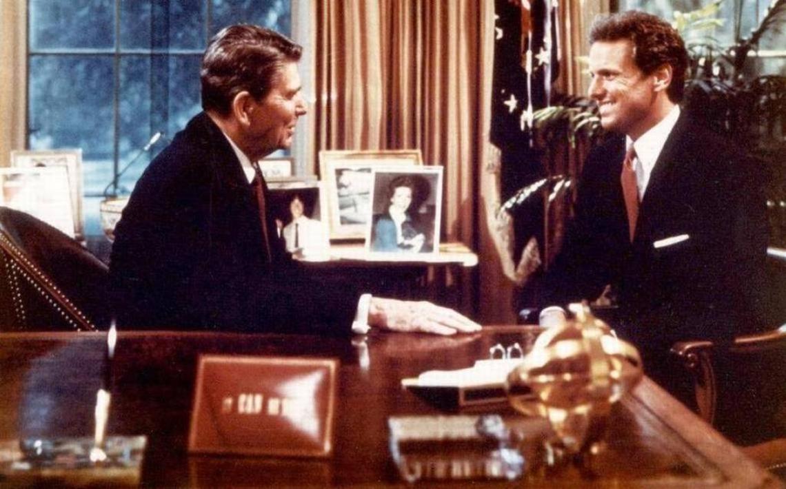 Young Henry Dargan McMaster with President Ronald Reagan, who appointed him U.S. Attorney in 1981 at the recommendation of Sen. Strom Thurmond. McMaster coordinated the Operation Jackpot investigation and prosecution, with an investigative task force formally formed in 1982.