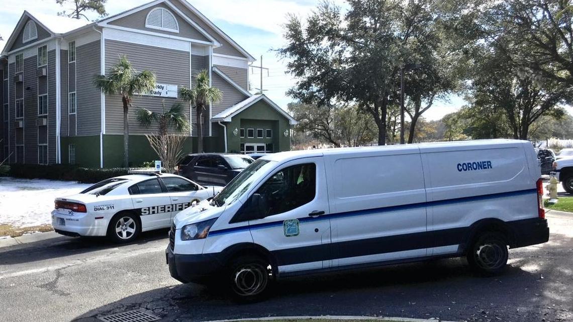 The Beaufort County Corners van leaves the NEXTHome Extended Stay and Suites in Bluffton on Friday afternoon, Where the body of a white male was found earlier in the day. The Beaufort County Sheriff’s Office is investigating the death. The name of the deceased has not yet been released.