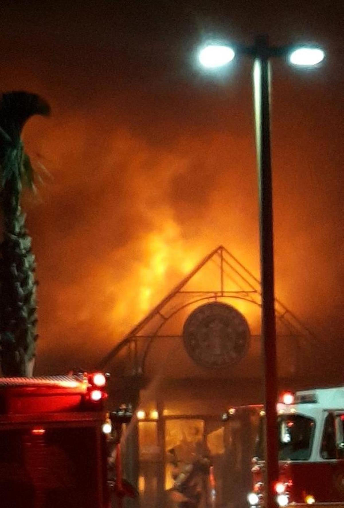 This photo from Erin Greene Bodkin shows firefighters battling the blaze as it happened.
