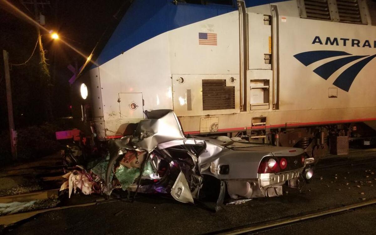 A train struck a car on Church Road in Hardeeville around 2:30 a.m. No injuries were reported and the train was not derailed.