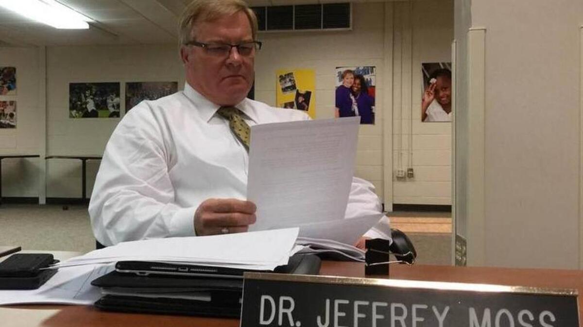 Superintendent Jeff Moss at last year’s evaluation. The Beaufort County school board gave him a satisfactory evaluation Monday, Oct. 9, 2017.