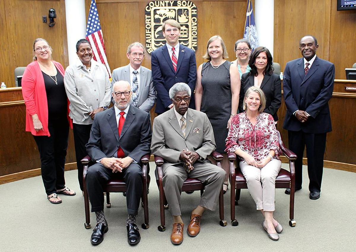 (Back row, from left) Board members Mary Cordray, Cynthia Gregory-Smalls, John Dowling, Joseph Dunkle, Christina Gwozdz, Evva Anderson, JoAnn Orischak, Bill Payne (Front row, from left) Board secretary David Striebinger, board chairman Earl Campbell, board vice-chairwoman Geri Kinton