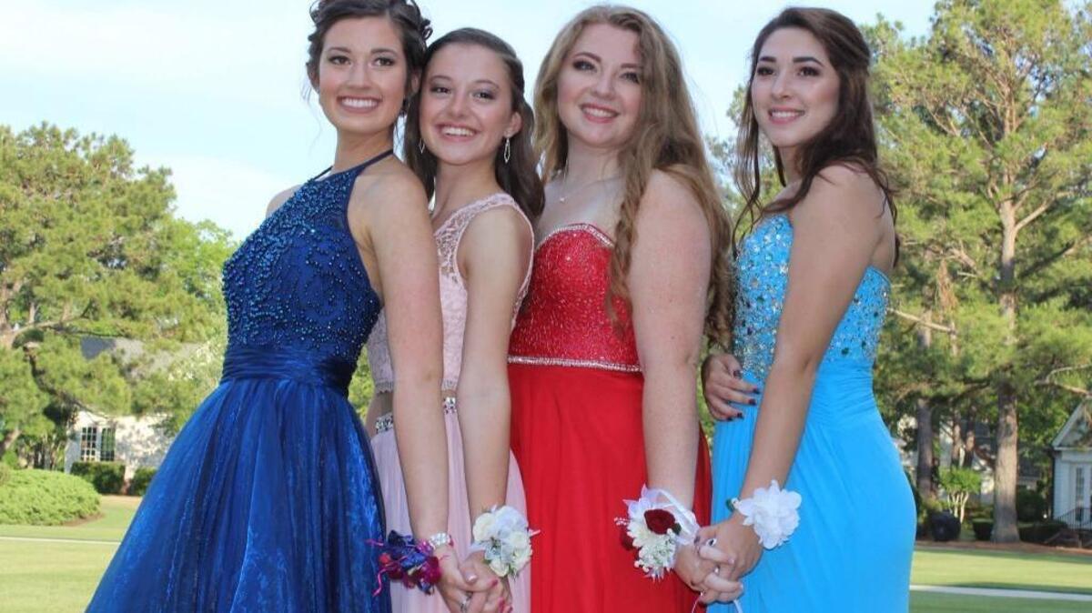 Madeline Novak, Anastasia Bassett, Anna Barnard, Kayla Hollis - Bluffton High Prom
