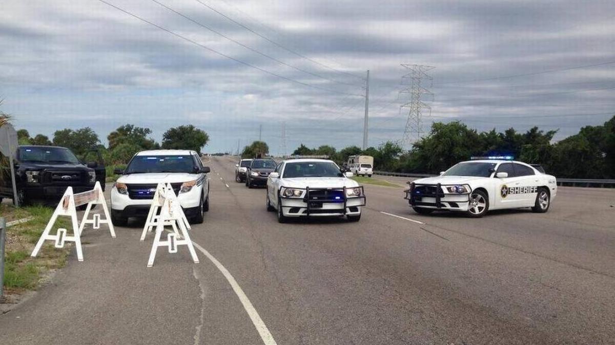Roadblocks were set up at the bridges to Hilton Head Island on Friday.
