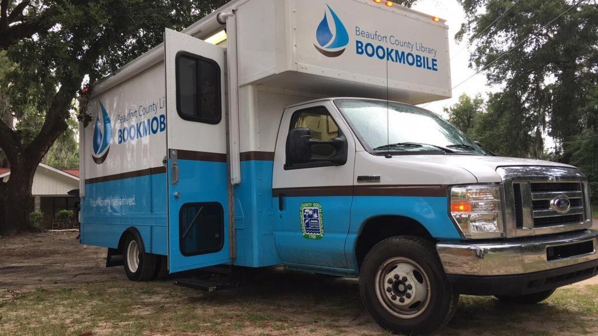 The Bookmobile parked at Marsh Pointe.
